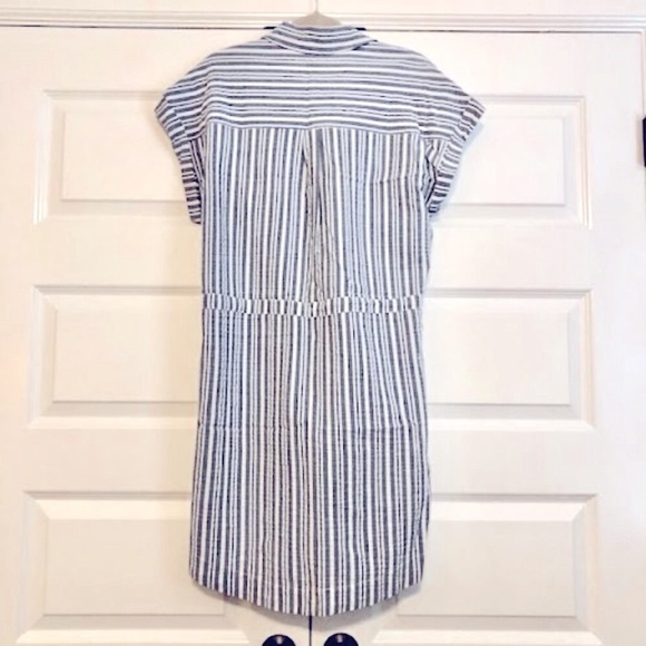 NWT VERONICA BEARD Cris Blue & White Striped Mini Shirt Dress L MSRP $378 - Picture 6 of 8
